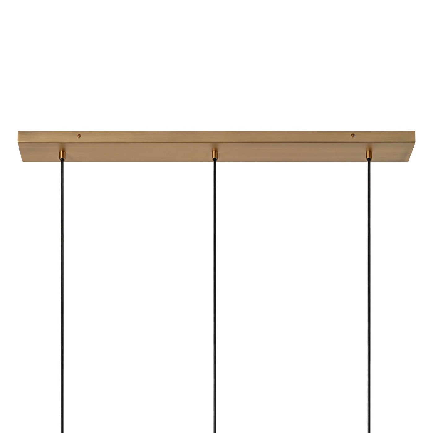 Bloxham Rectangular 3 Wire Cluster Pendant  Light in Natural finish lit up, close up of the ceiling rose