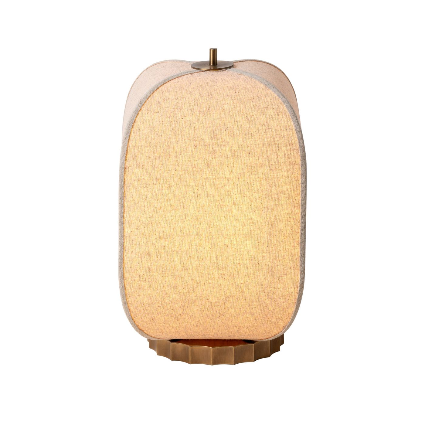 Bloxham Rectangular Table Lamp in Natural Fabric finish lit up