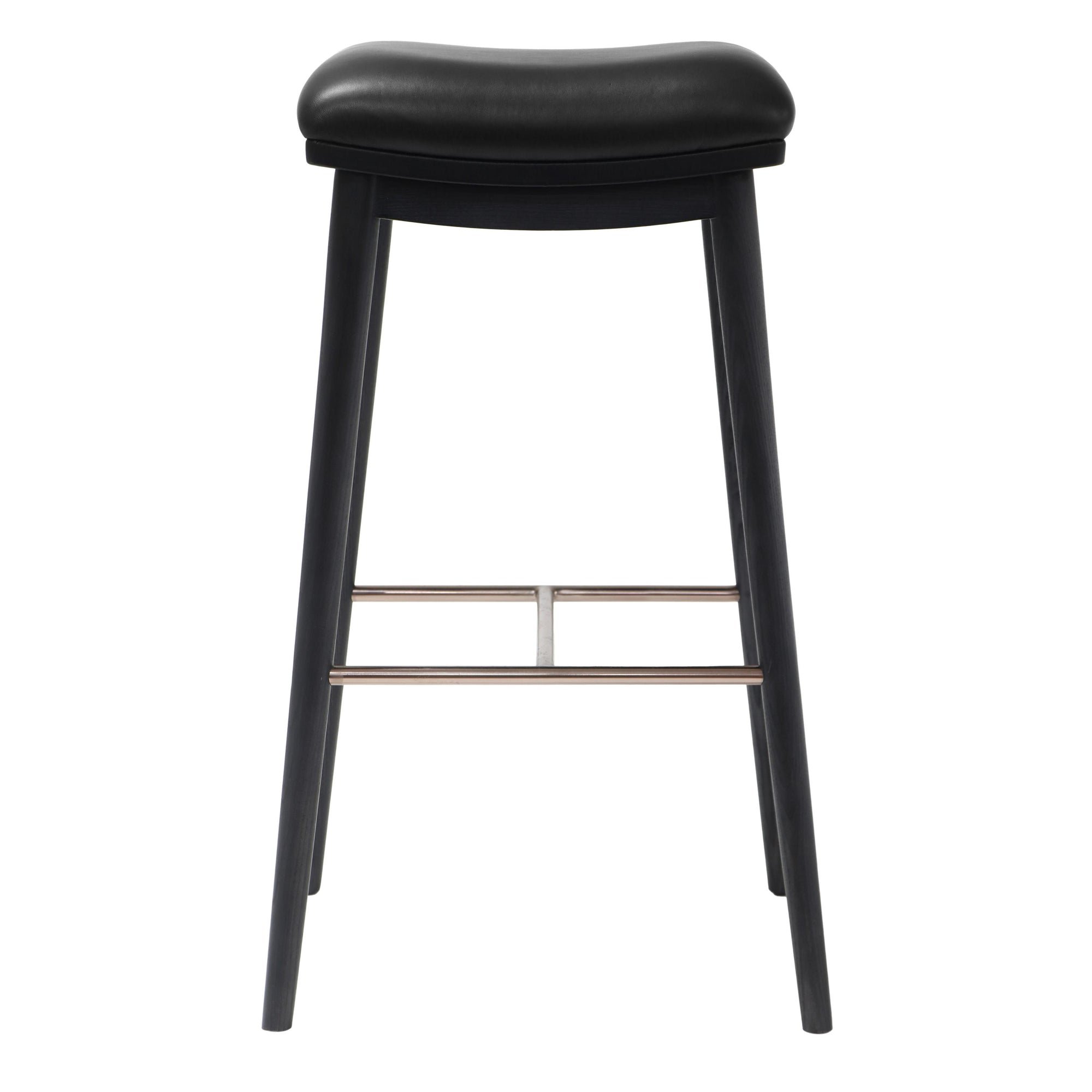 Black Ash Auburn Wooden Bar Stool in Black Leather, Product Code AU-BK-WO-ST-BK