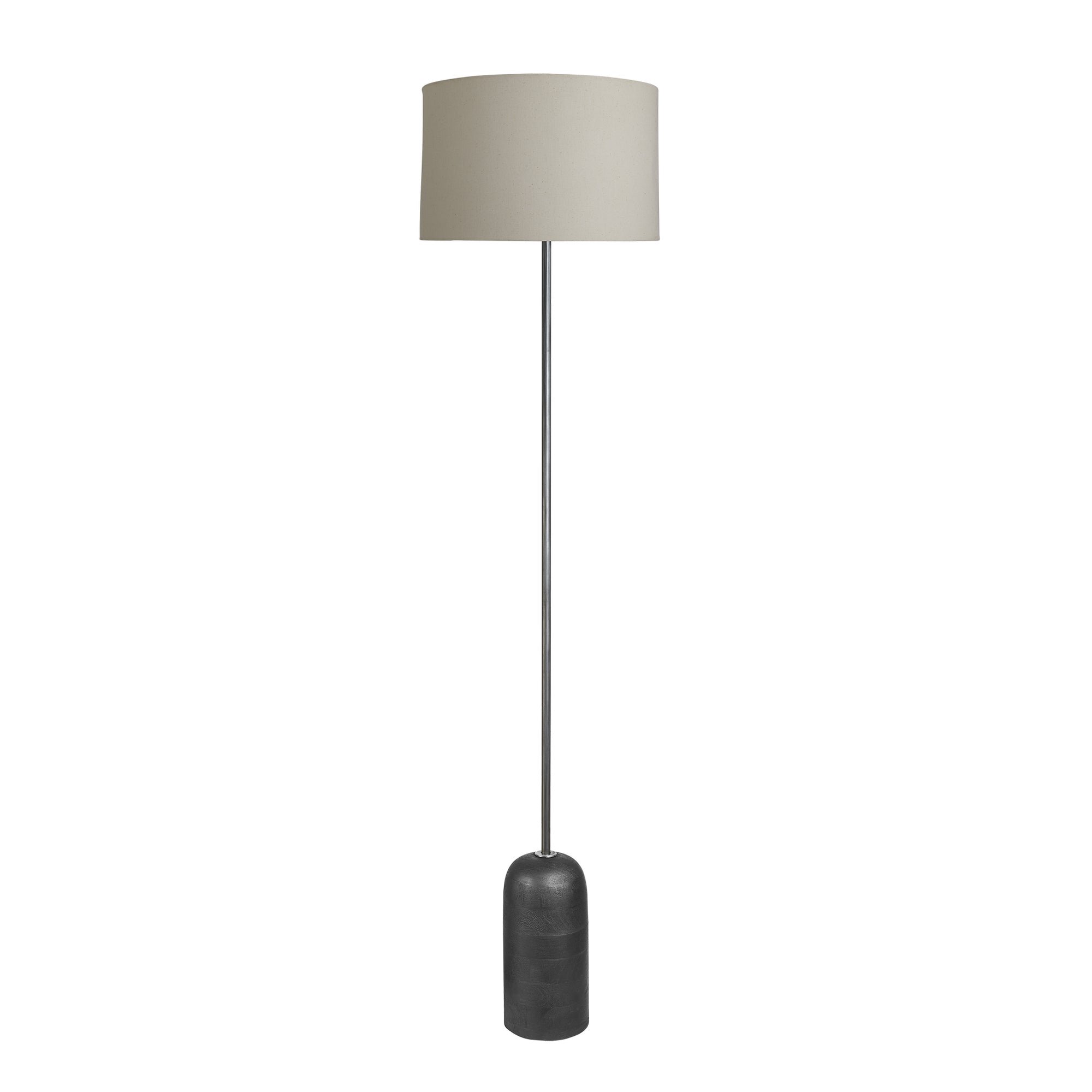 Maribo Wooden Cone Floor Lamp - Black & Pewter