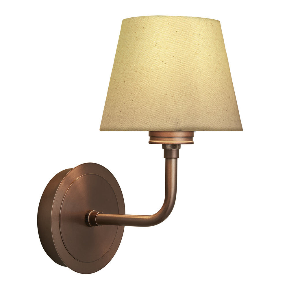 Albany Wall Light with Natural Cotton Shade in Bronze, Product Code AL-WL-S-BZ-EM-S-NC-GB