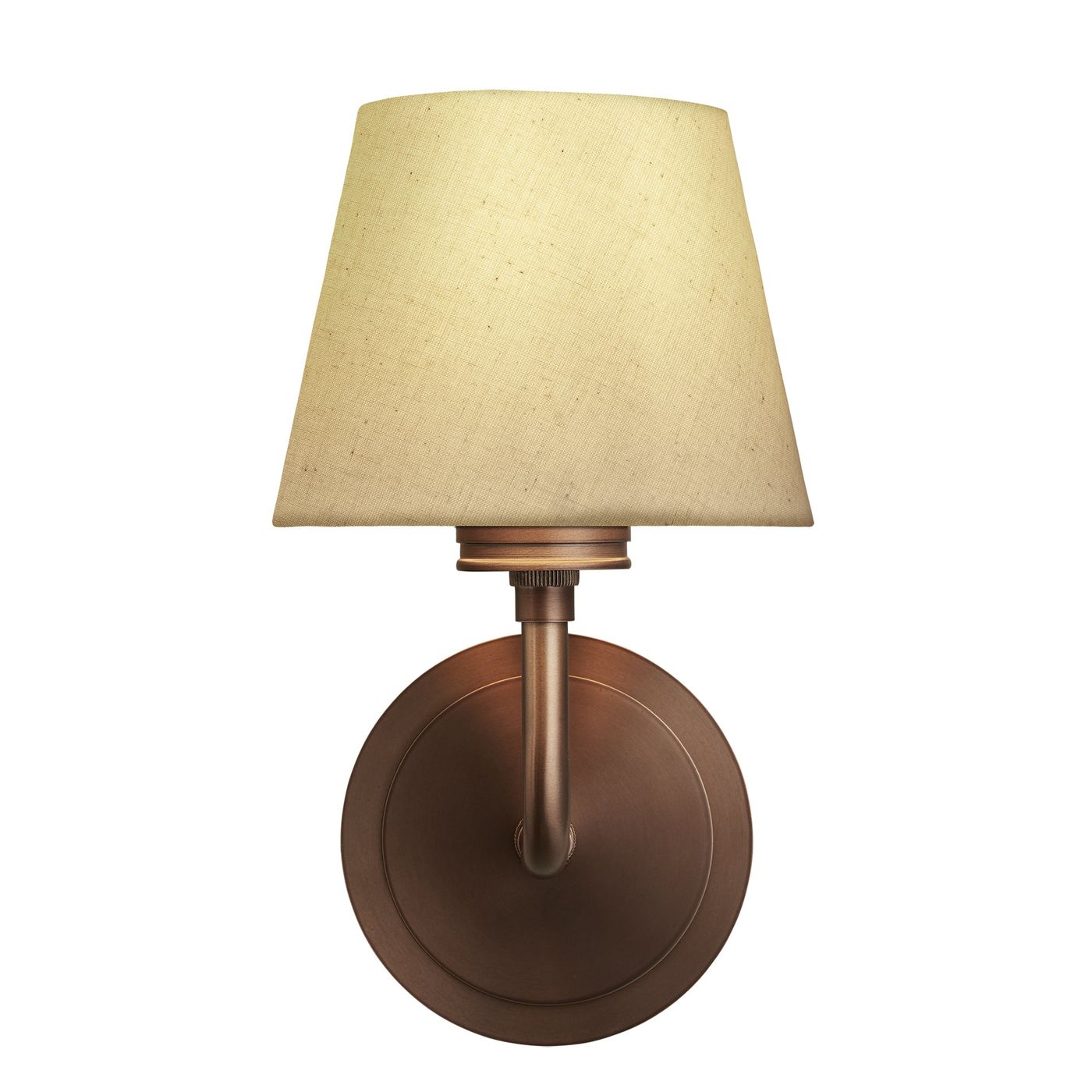 Albany Wall Light with Natural Cotton Shade in Bronze, Product Code AL-WL-S-BZ-EM-S-NC-GB