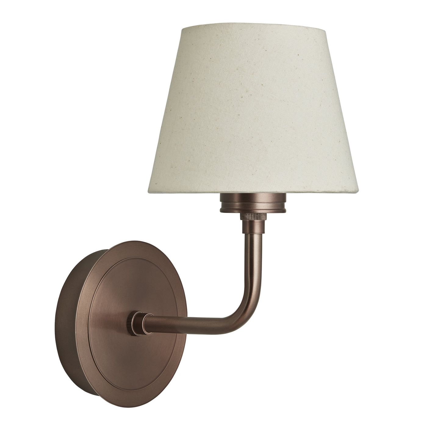 Albany Wall Light with Natural Cotton Shade in Bronze, Product Code AL-WL-S-BZ-EM-S-NC-GB