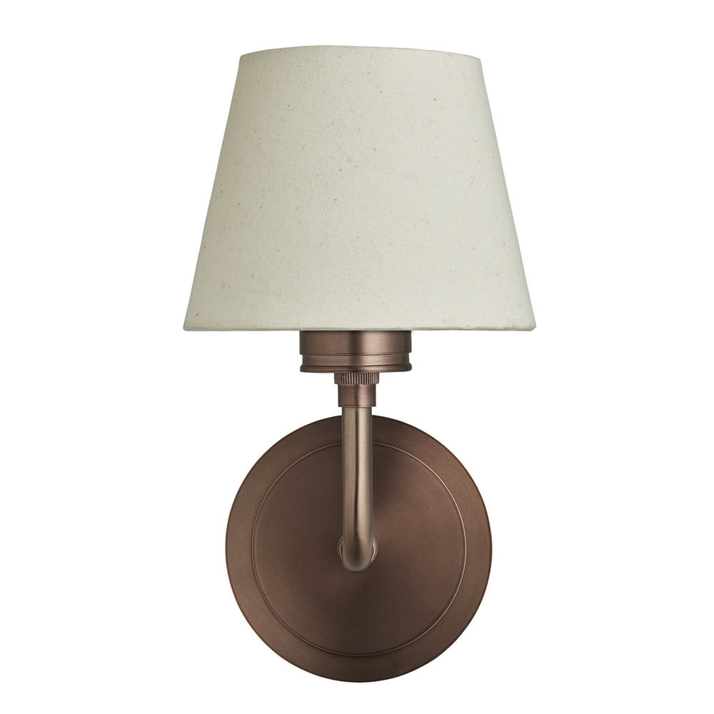 Albany Wall Light with Natural Cotton Shade in Bronze, Product Code AL-WL-S-BZ-EM-S-NC-GB