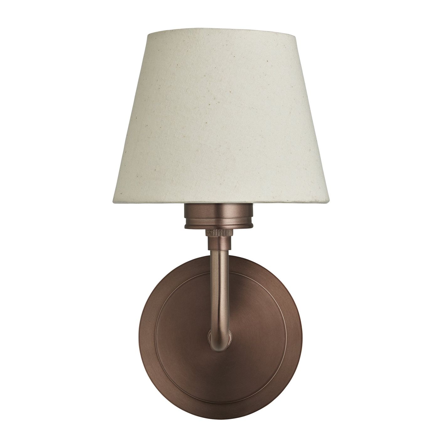 Albany Wall Light with Natural Cotton Shade in Bronze, Product Code AL-WL-S-BZ-EM-S-NC-GB