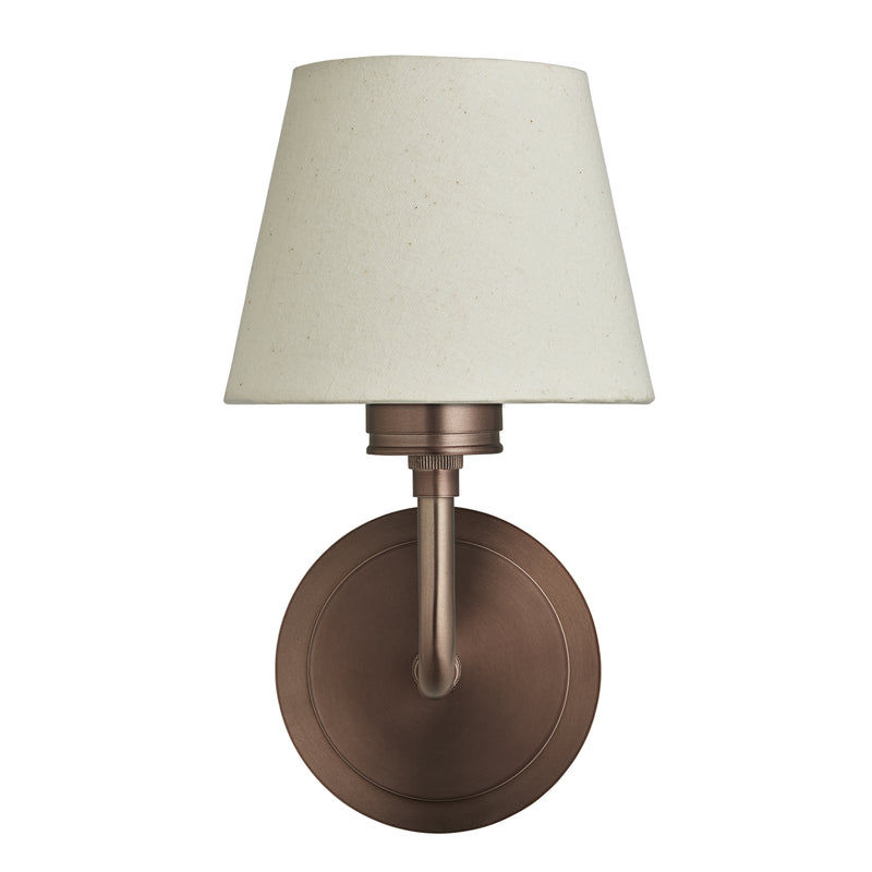 Albany Wall Light with Natural Cotton Shade in Bronze, Product Code AL-WL-S-BZ-EM-S-NC-GB