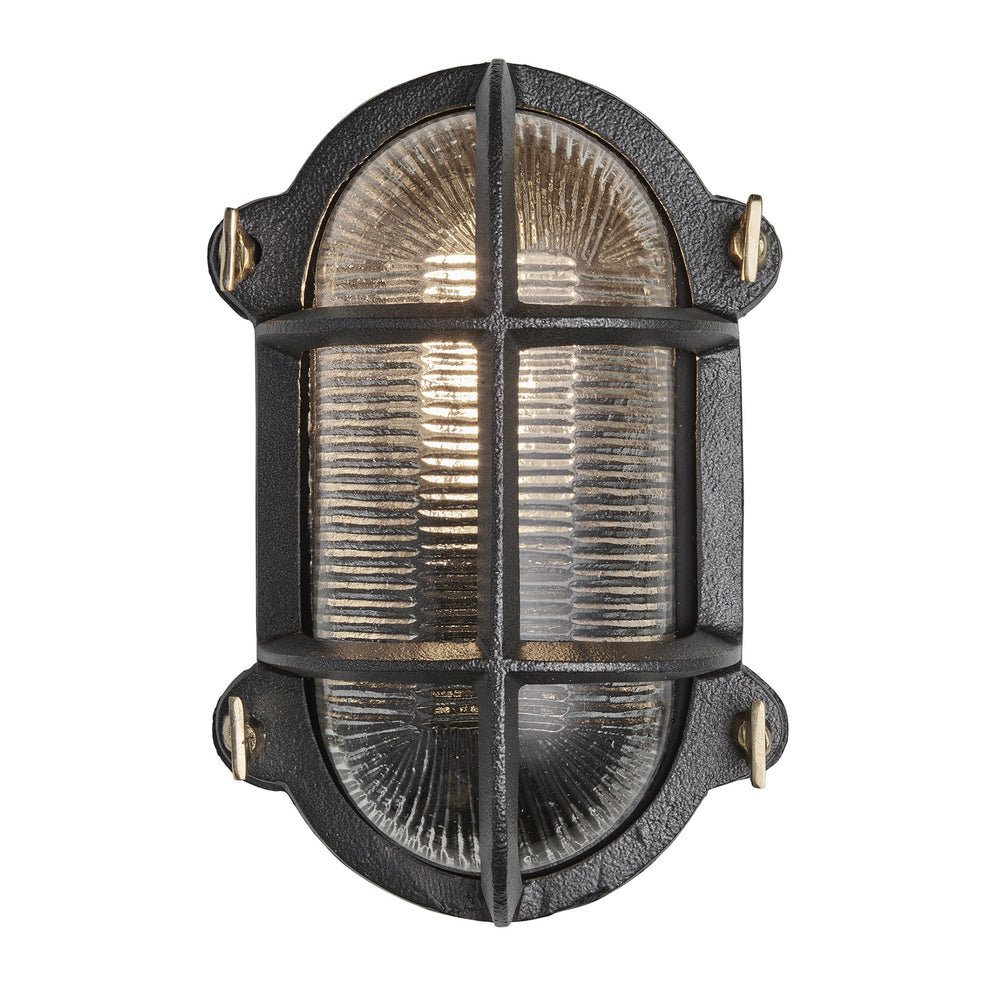 Black Bulkhead Outdoor & Bathroom Oval Wall Light in 6 Inch, Product code is BK-IP65-OWL6-BK-BSW-RB