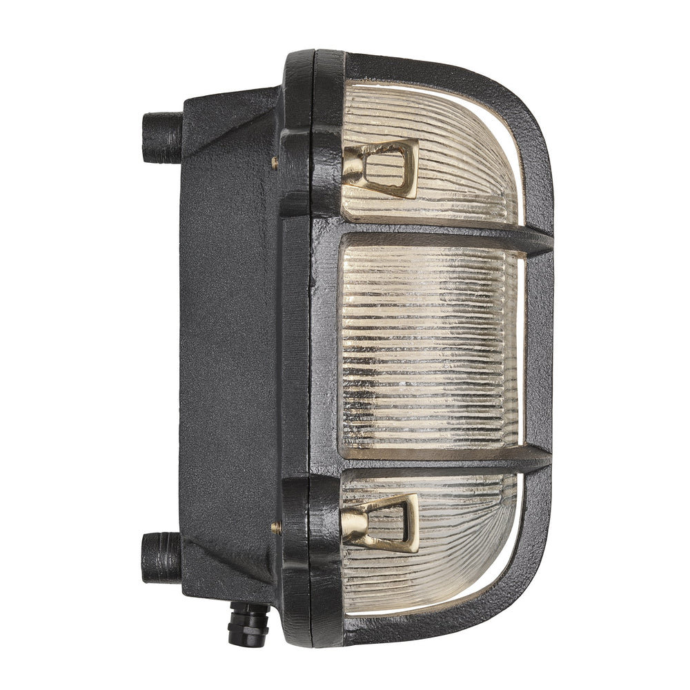 Black Bulkhead Outdoor & Bathroom Oval Wall Light in 6 Inch, Product code is BK-IP65-OWL6-BK-BSW-RB