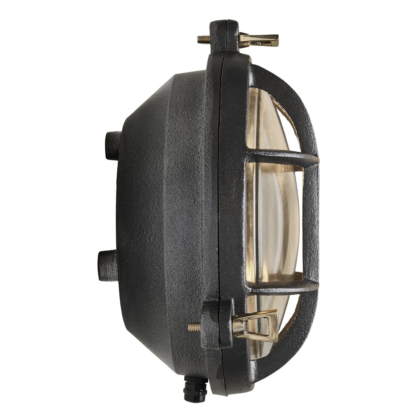 Black Round Bulkhead Outdoor and  Bathroom Round Wall Light with clear glass