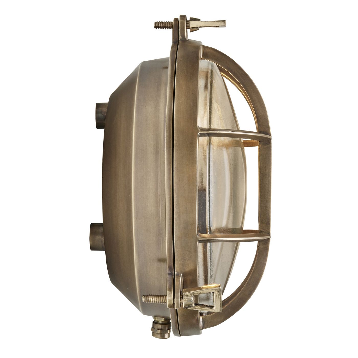 Brass Round Bulkhead Outdoor and  Bathroom Round Wall Light with clear glass