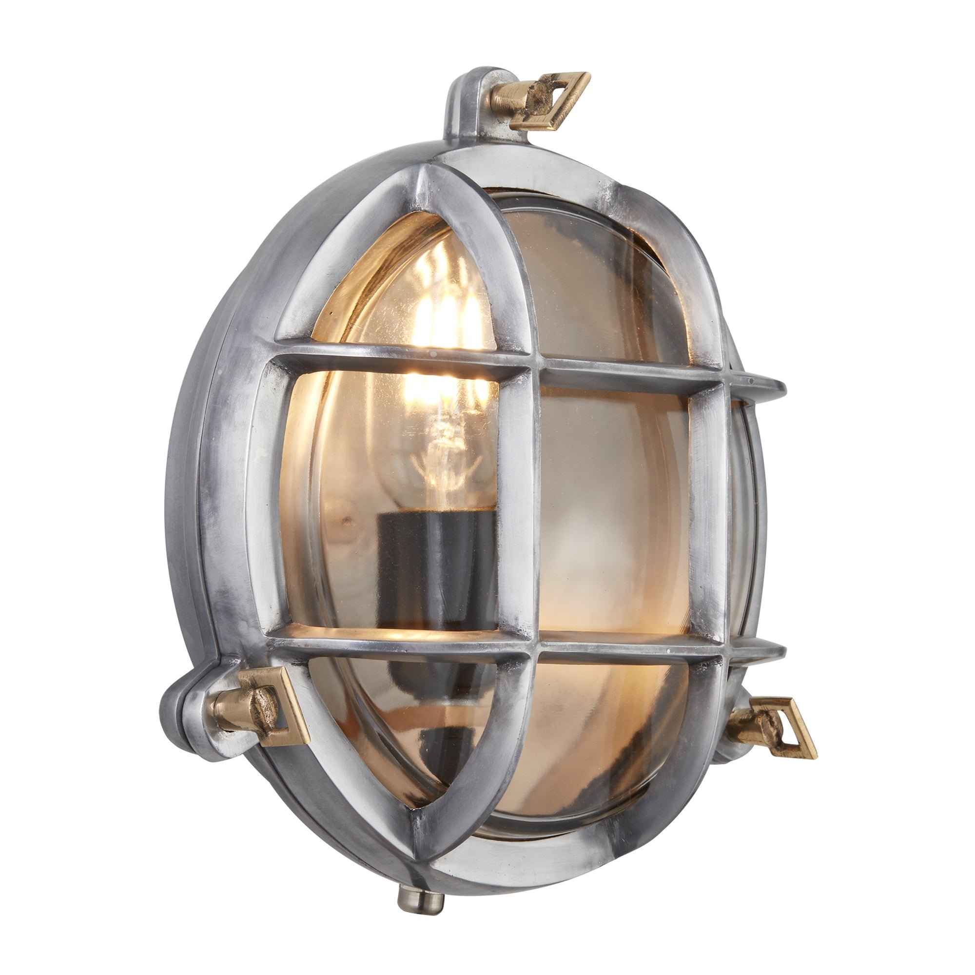 Gunmetal Round Bulkhead Outdoor and  Bathroom Round Wall Light with clear glass