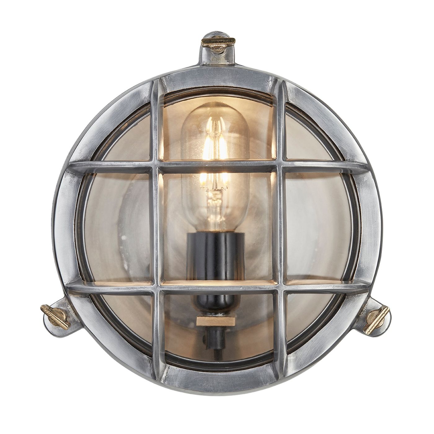 Gunmetal Round Bulkhead Outdoor and  Bathroom Round Wall Light with clear glass