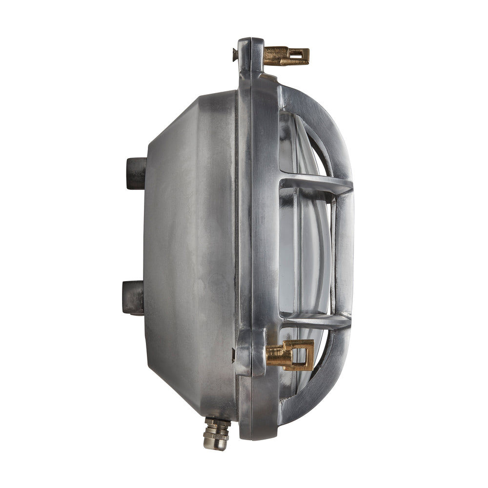 Gunmetal Round Bulkhead Outdoor and  Bathroom Round Wall Light with clear glass