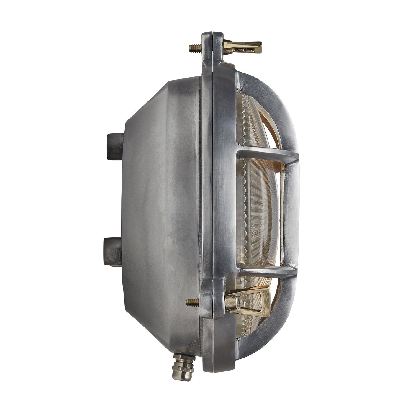 Gunmetal Round Bulkhead Outdoor and  Bathroom Round Wall Light with ribbed glass