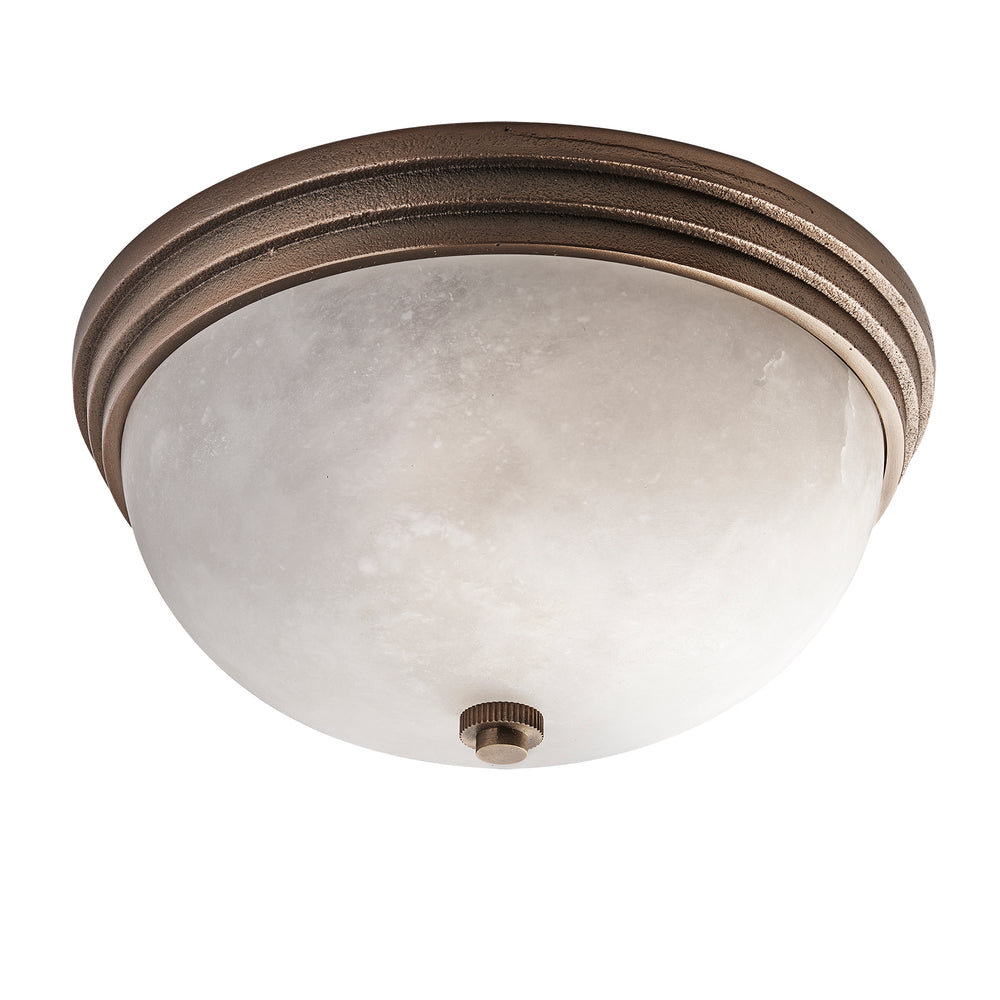 Corby Cast & Alabaster Dome Flush Mount 11 Inch in Aged Brass Finish