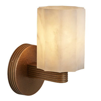 Corby Cast Alabaster Fluted Cylinder Wall Light - 4 Inch - Aged Brass - Voucher Applicable - Industville Lighting UK