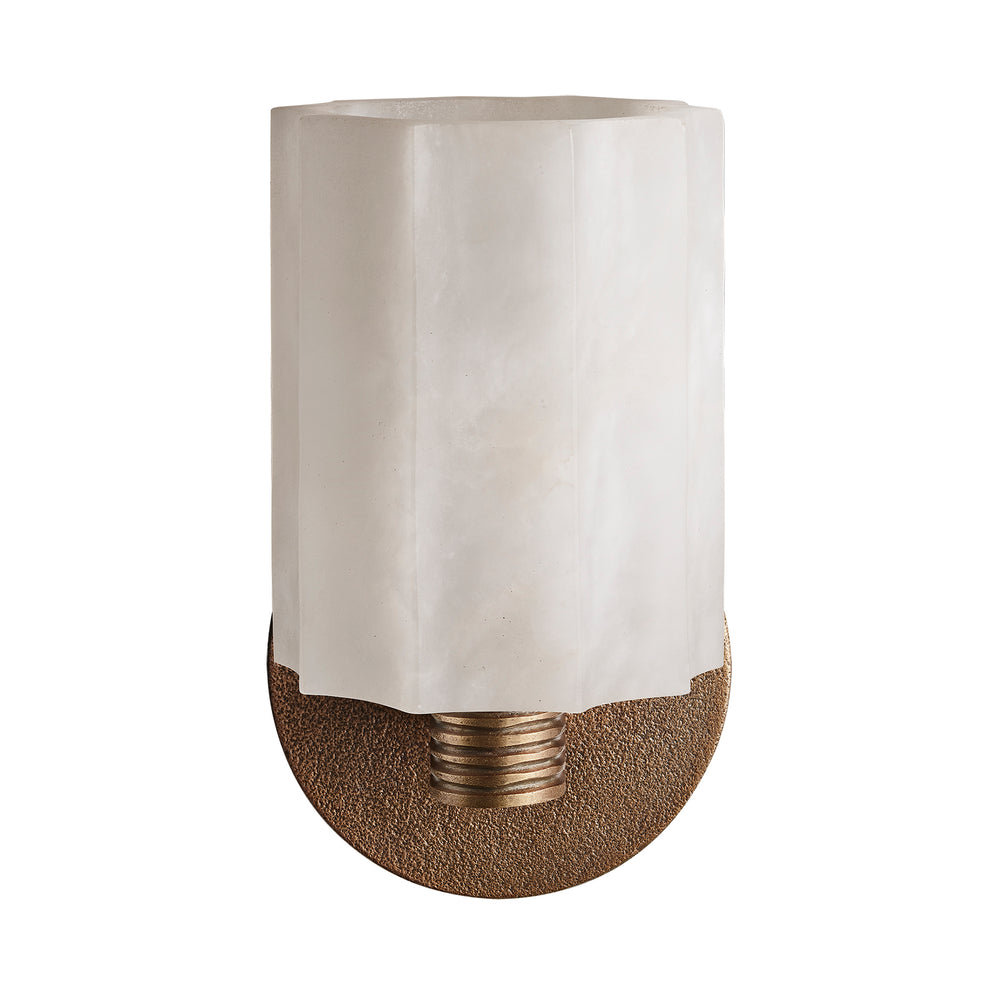 Corby Cast Alabaster Fluted Wall Light in 4 Inch in Aged Brass Finish