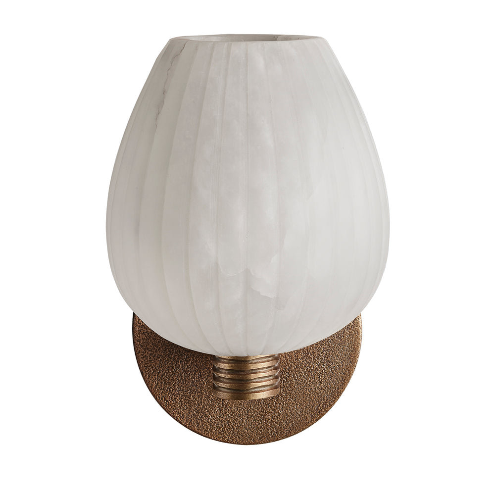 Corby Cast Alabaster Tulip Wall Light  in 5 Inch Aged Brass
