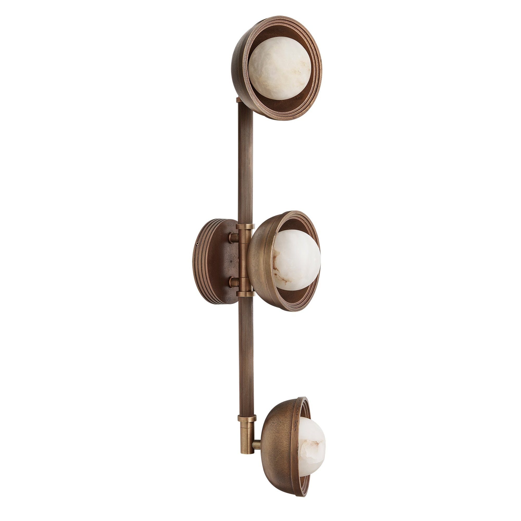 Corby Cast & Alabaster Triple Wall Light in Aged Brass 