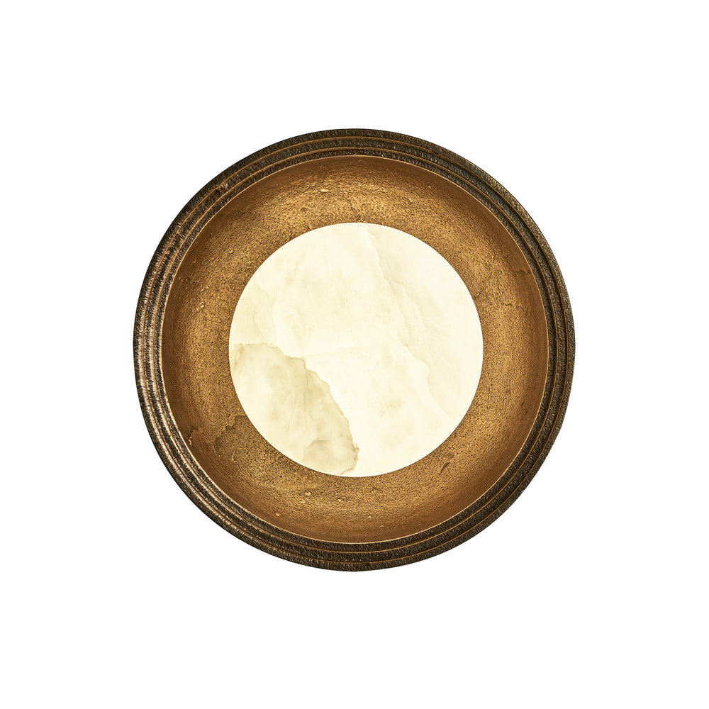 Corby Cast Diffuser Wall Light 7 Inch in Aged Brass lit up