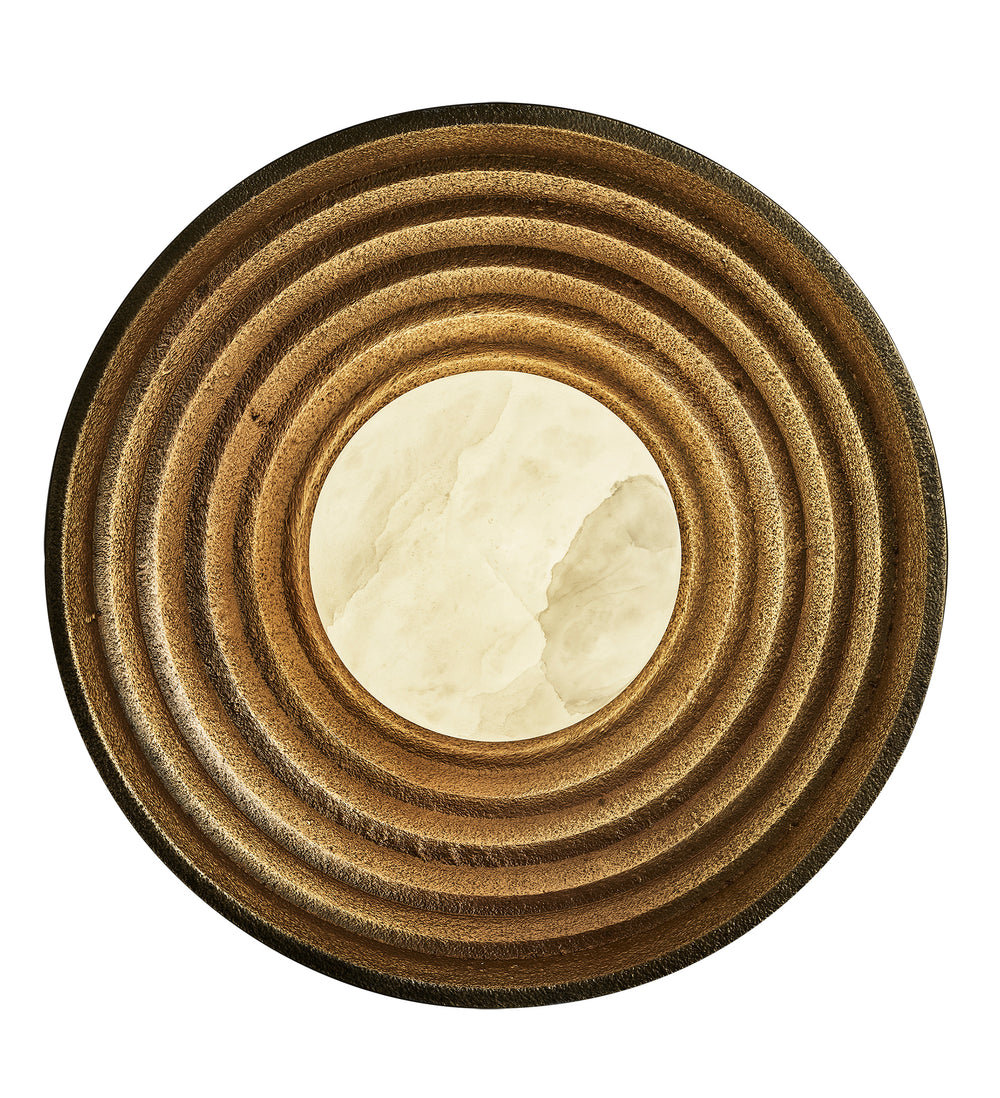 Corby Cast Stepped Diffuser Wall Light 10 Inch in Aged Brass lit up