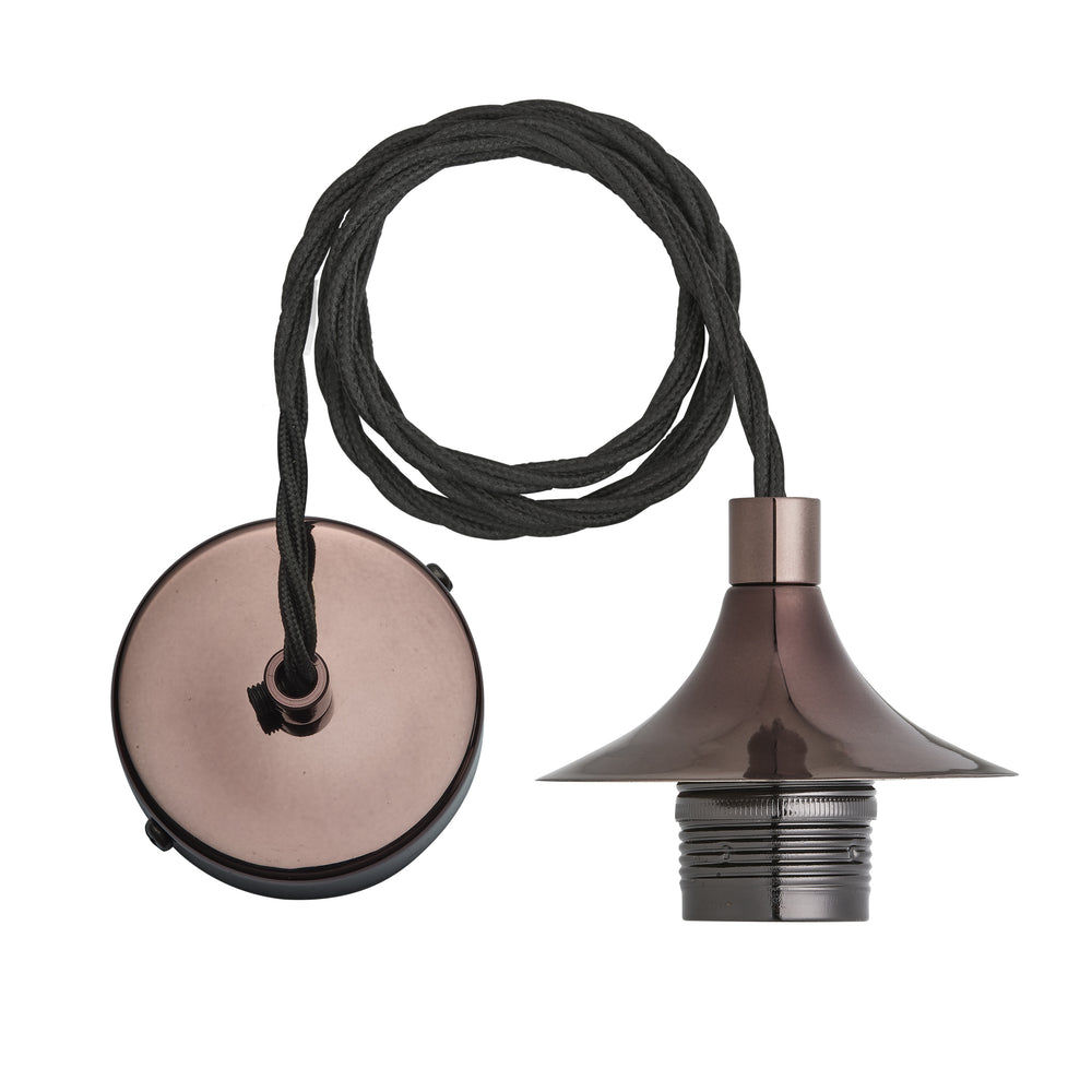 Chelsea Cord Set E27 Bulb Holder in shiny bronze with fabric flex