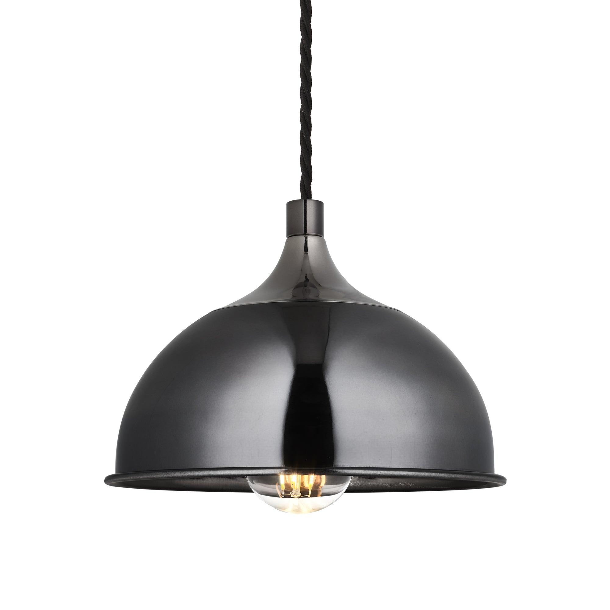 Chelsea Dome Pendant in Shiny Black Nickel with Shiny black Holder