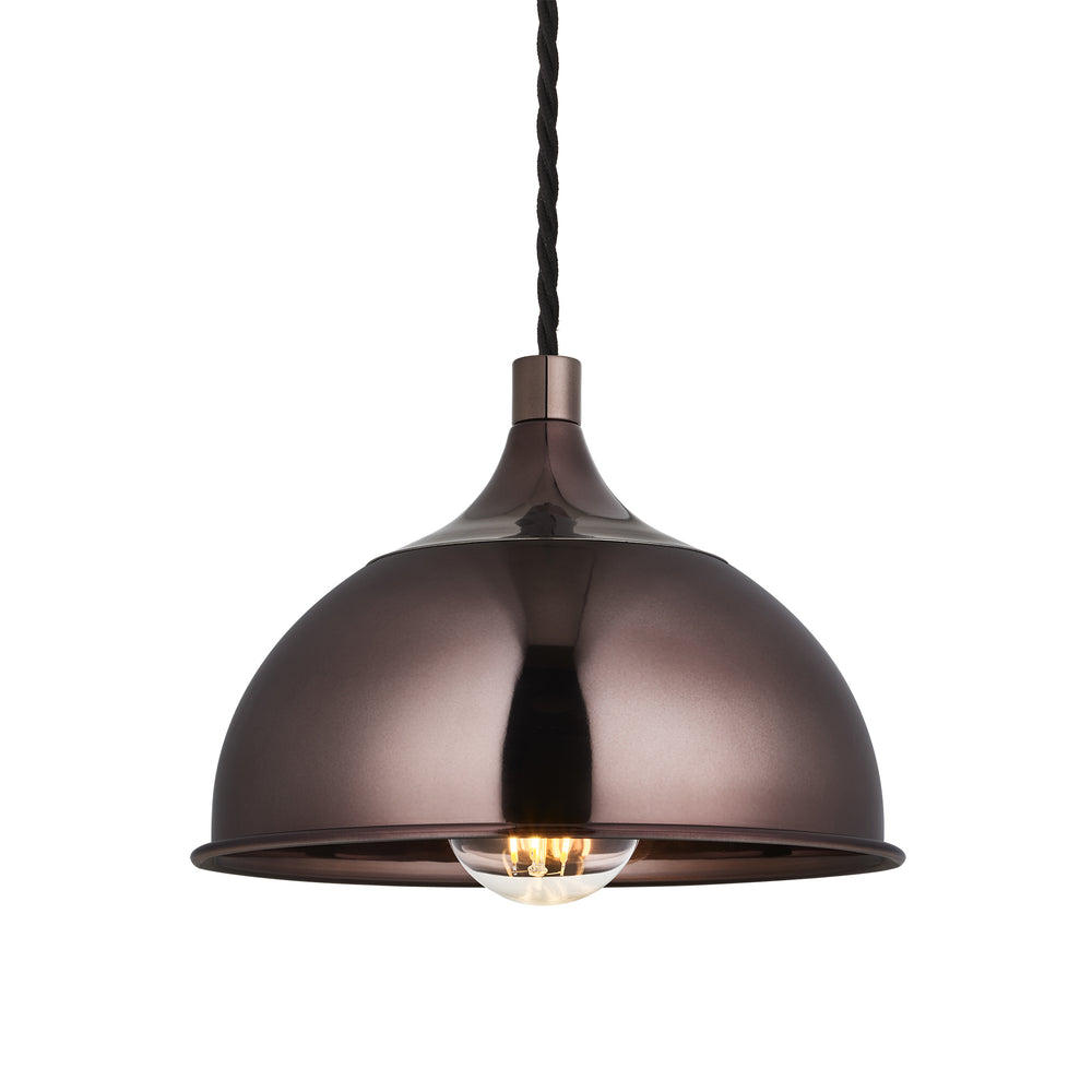 Chelsea Dome Pendant in Shiny Bronze with Shiny Bronze Holder