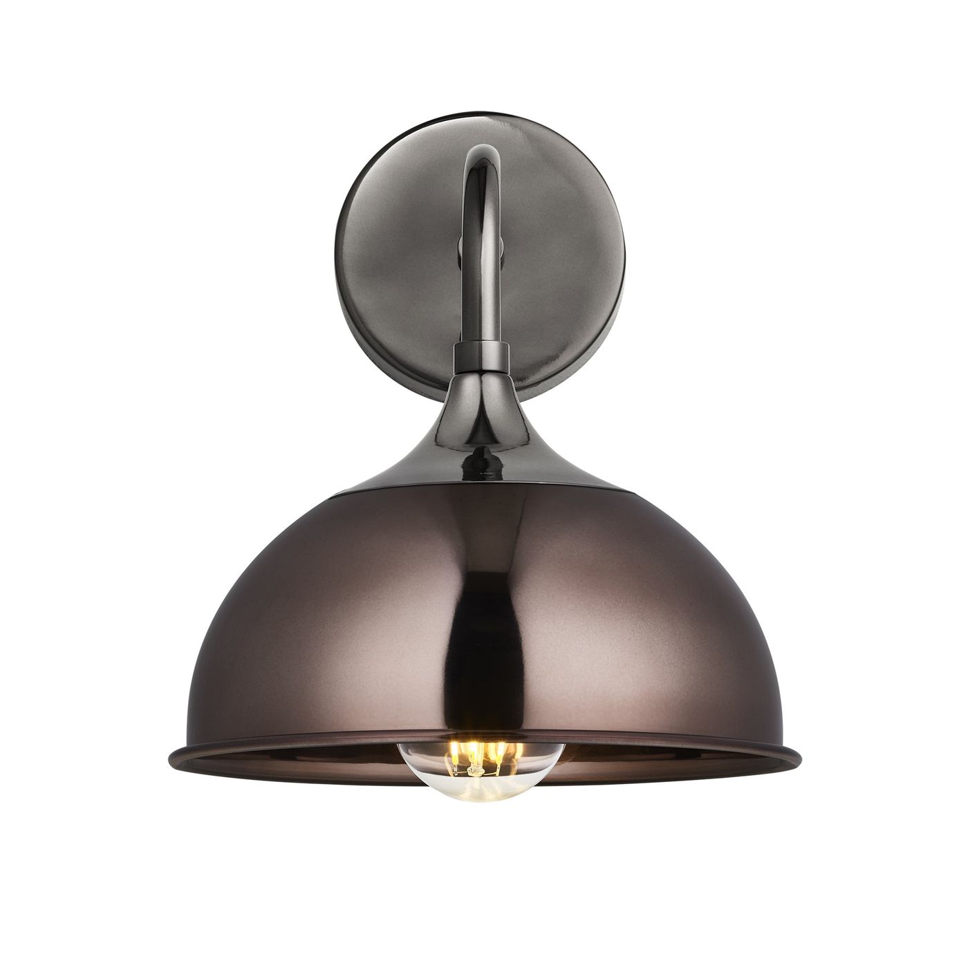 Chelsea Dome Wall Light in Shiny Bronze Finish with Shiny Black Nickel Holder