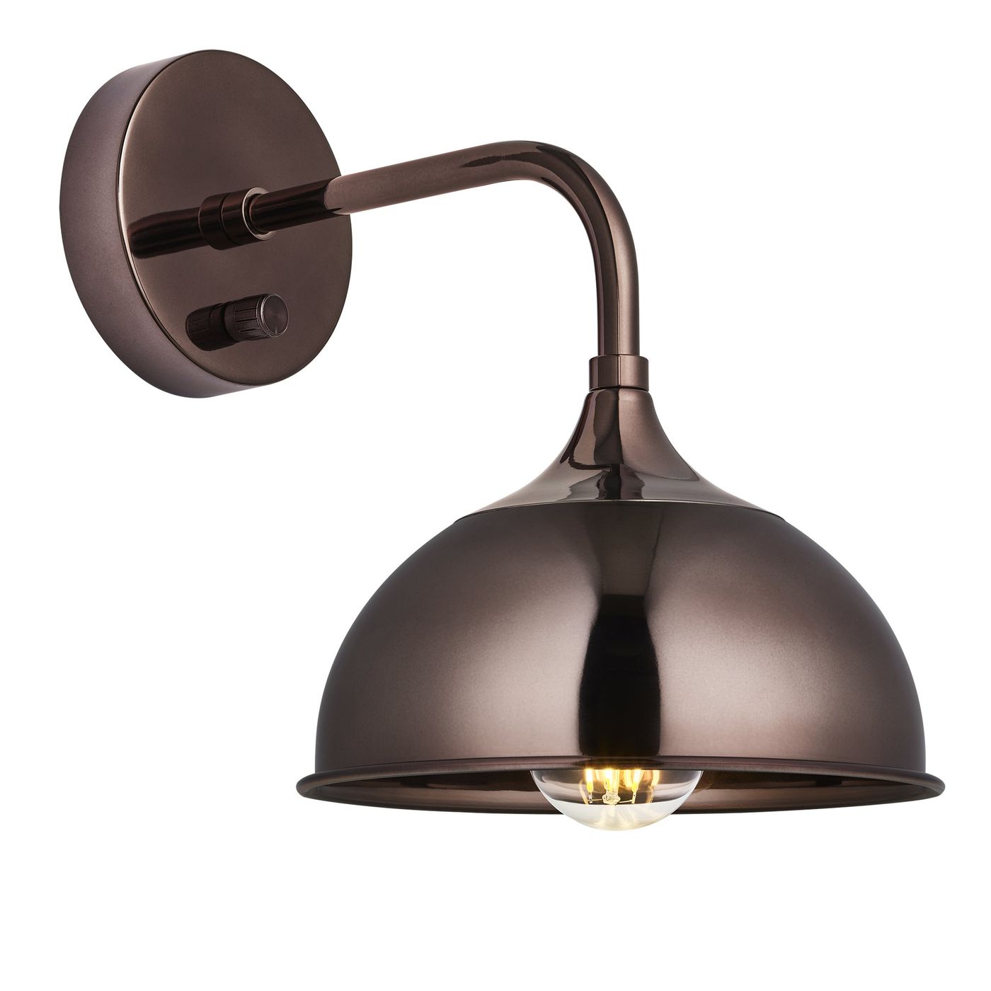 Chelsea Dome Wall Light in Shiny Bronze Finish with Shiny Bronze Holder