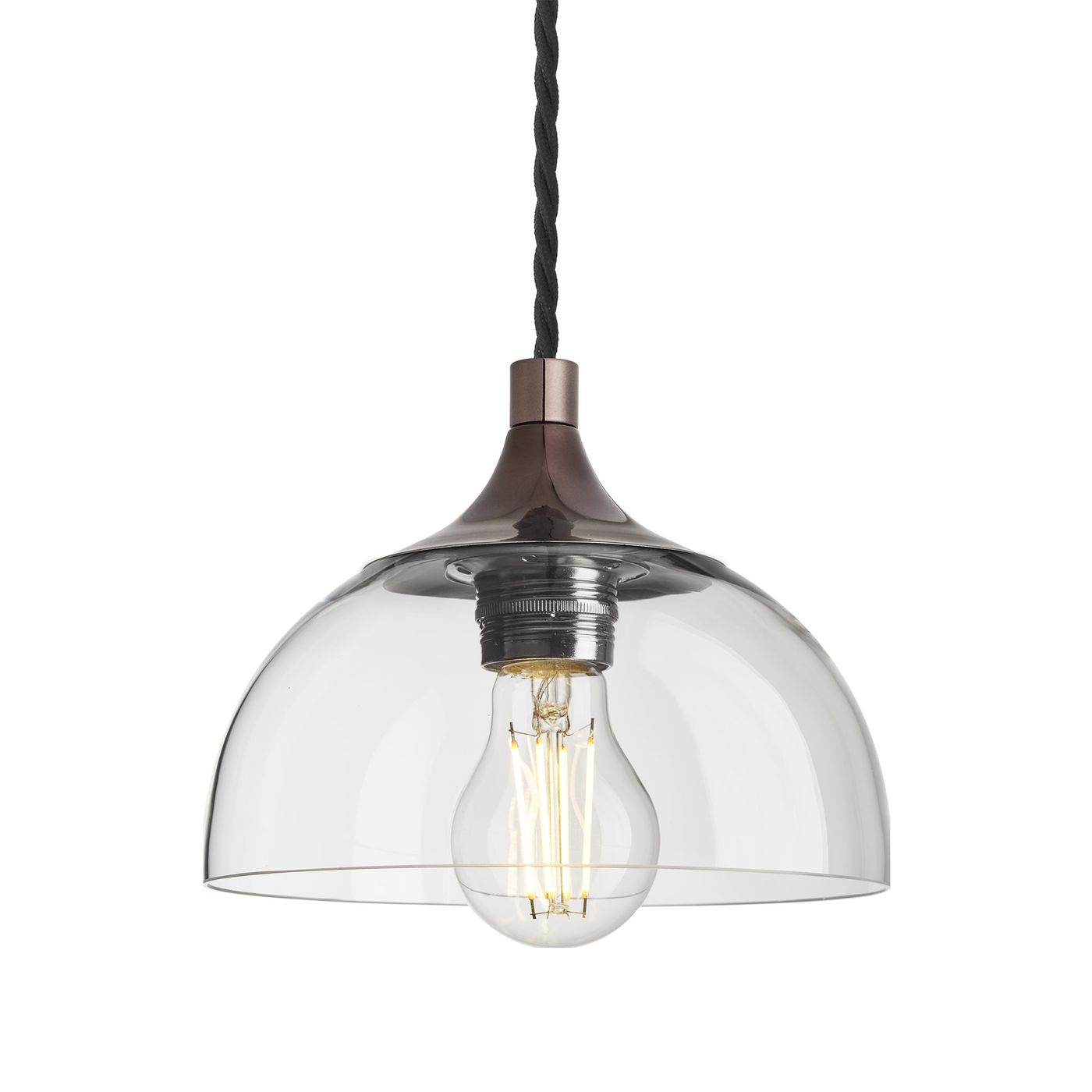 Clear Glass with Shiny Bronze Holder Chelsea Dome Pendant Light CH-GLDP8-CL-SBZH