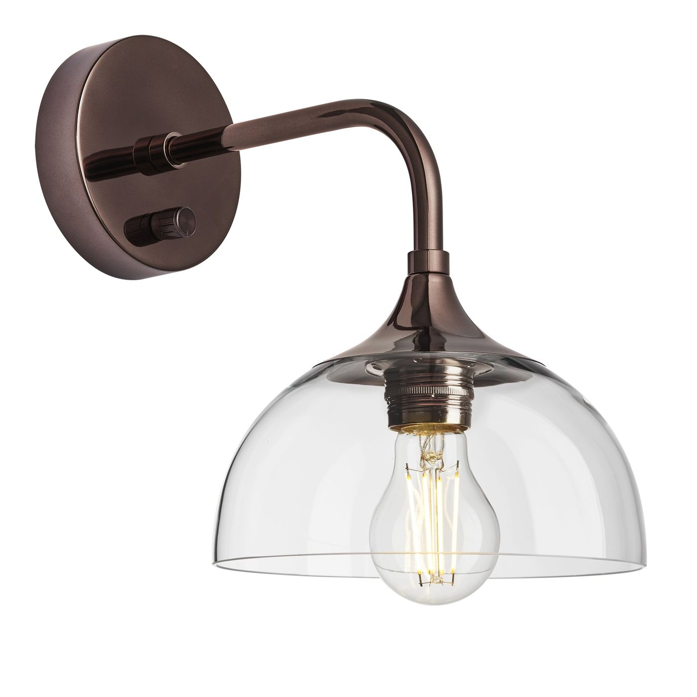 Chelsea Wall Light with Clear Glass and Shiny Bronze Holder, Product code is CH-GLDWL8-CL-SBZH