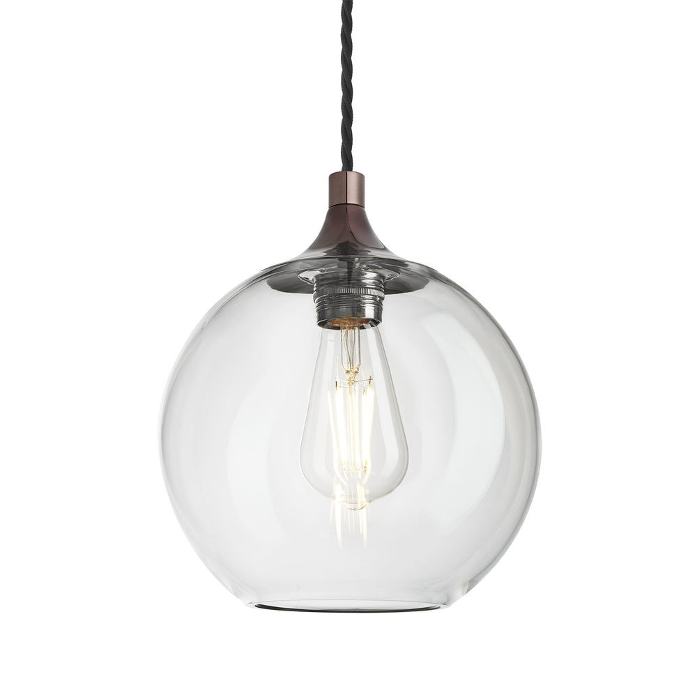 Clear Glass with Shiny Bronze Holder Pendant Light Globe Chelsea CH-GLGLP7-CL-SBZH