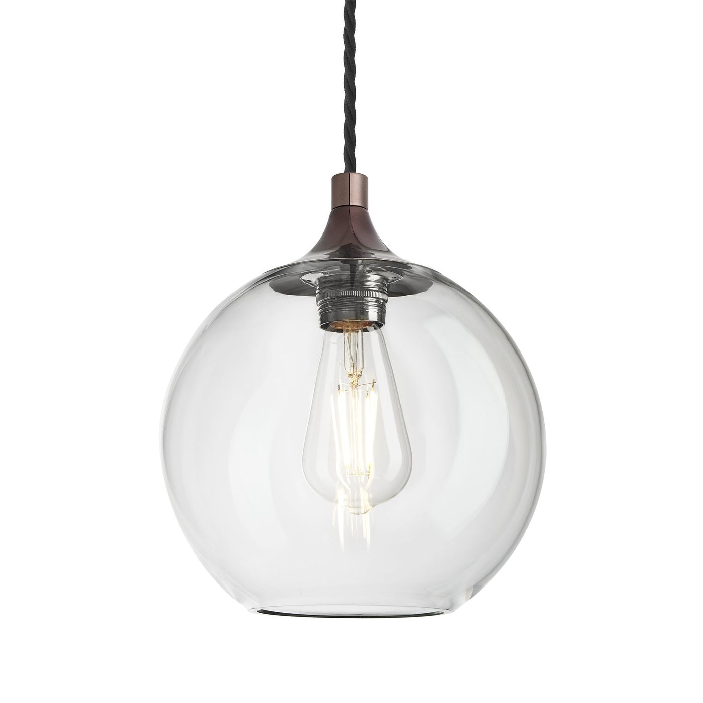 Clear Glass with Shiny Bronze Holder Pendant Light Globe Chelsea CH-GLGLP7-CL-SBZH