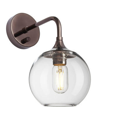 Clear Glass with Shiny Bronze Holder Chelsea Globe Wall Light  CH-GLGLWL7-CL-SBZH