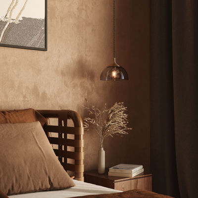 Smoked Glass Mocha with Brass Holder Chelsea Dome Pendant Light CH-SGL-DP8-MO-BH