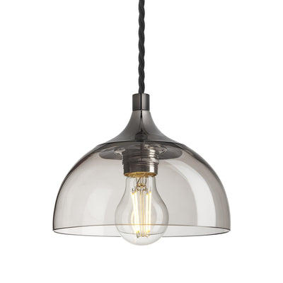 Smoked Glass Mocha with Shiny Black Nickel Holder Chelsea Dome Pendant Light CH-SGL-DP8-MO-BKNH