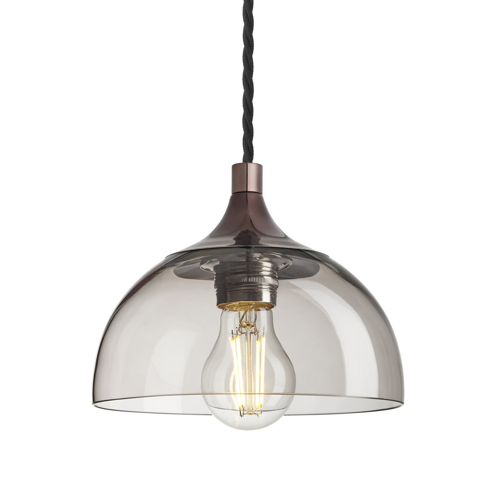 Smoked Glass Mocha with Shiny Bronze Holder Chelsea Dome Pendant Light CH-SGL-DP8-MO-SBZH