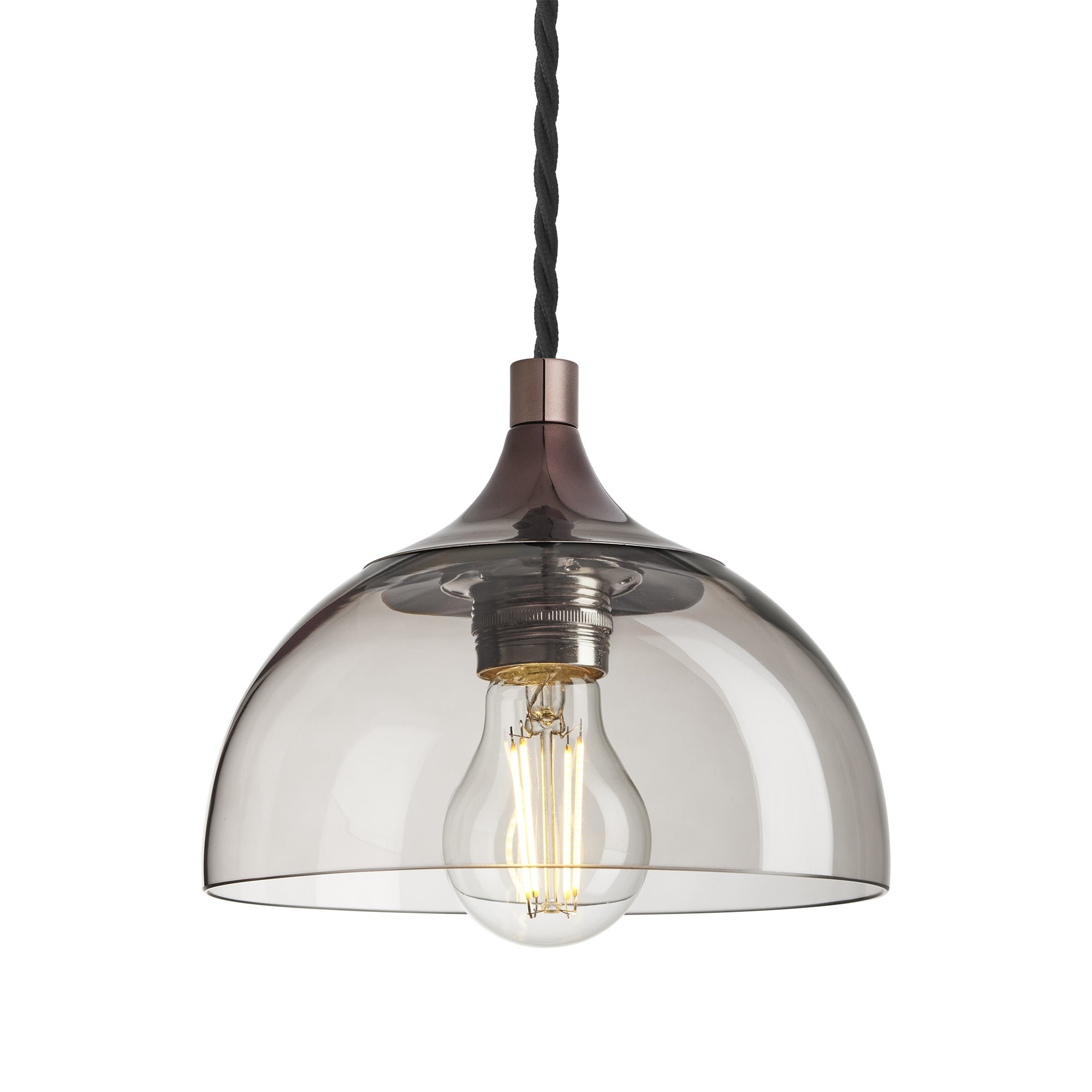 Smoked Glass Mocha with Shiny Bronze Holder Chelsea Dome Pendant Light CH-SGL-DP8-MO-SBZH