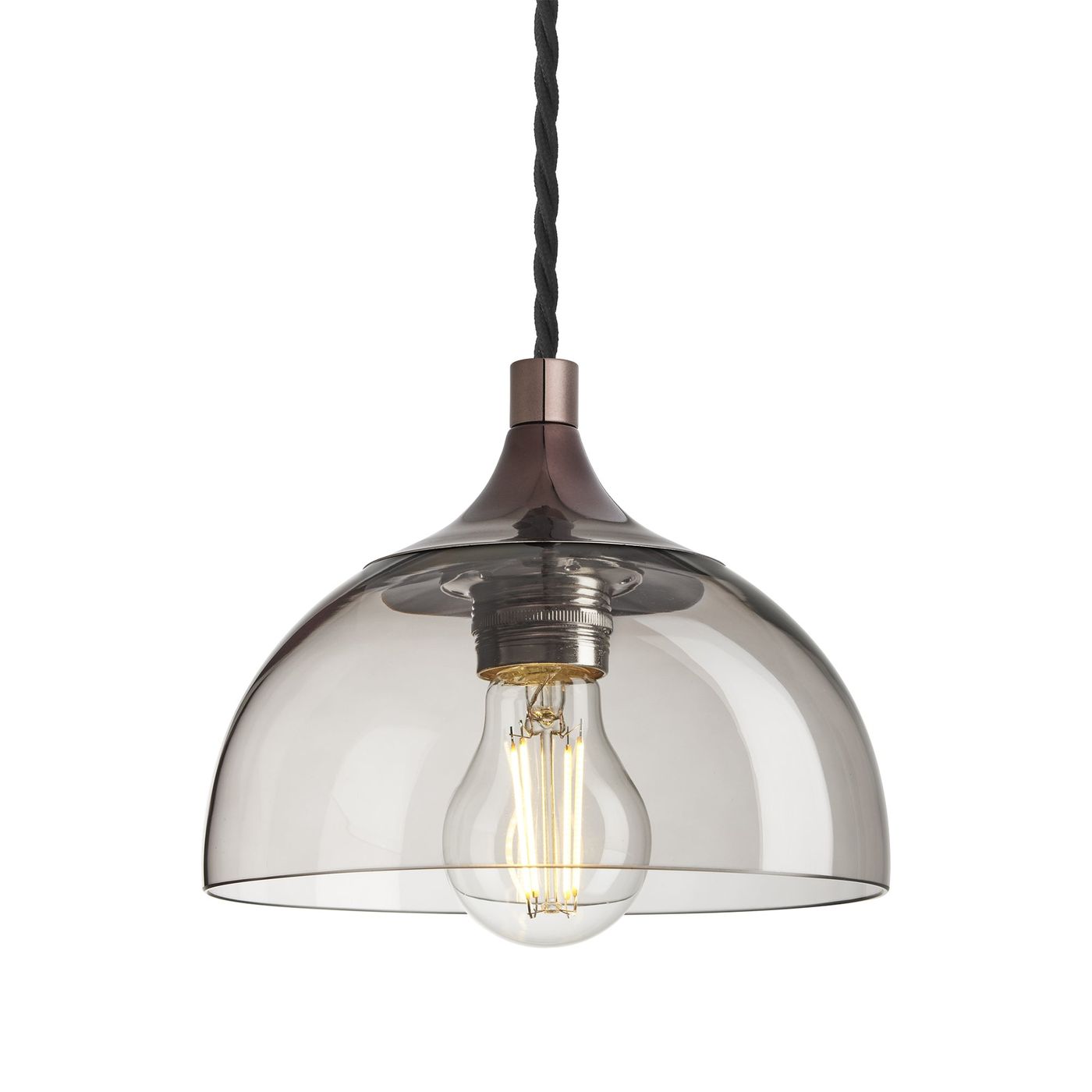 Smoked Glass Mocha with Shiny Bronze Holder Chelsea Dome Pendant Light CH-SGL-DP8-MO-SBZH