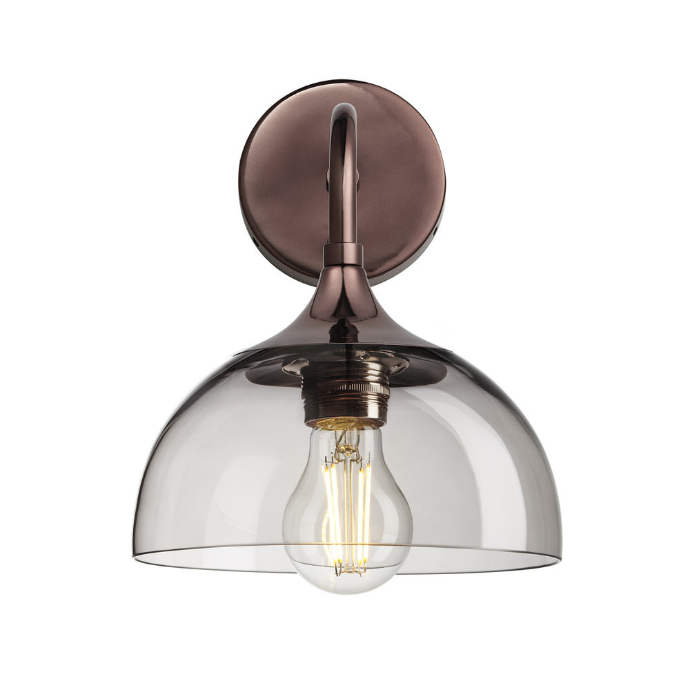 Chelsea Wall Light with Smoked Mocha Glass and a Shiny Bronze Holder, Product code is CH-SGL-DWL8-MO-SBZH