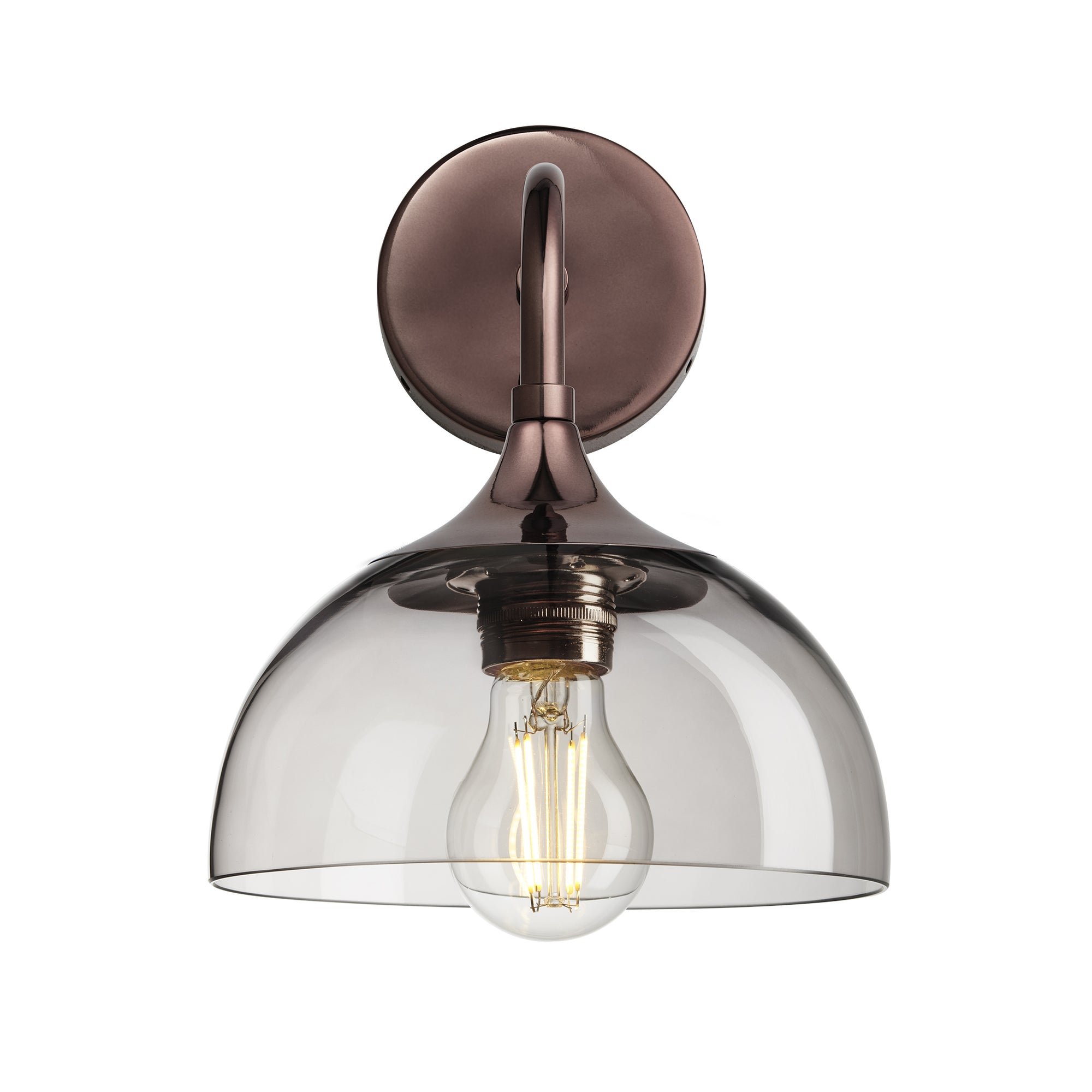 Chelsea Wall Light with Smoked Mocha Glass and a Shiny Bronze Holder, Product code is CH-SGL-DWL8-MO-SBZH