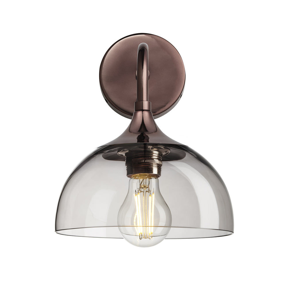 Chelsea Wall Light with Smoked Mocha Glass and a Shiny Bronze Holder, Product code is CH-SGL-DWL8-MO-SBZH