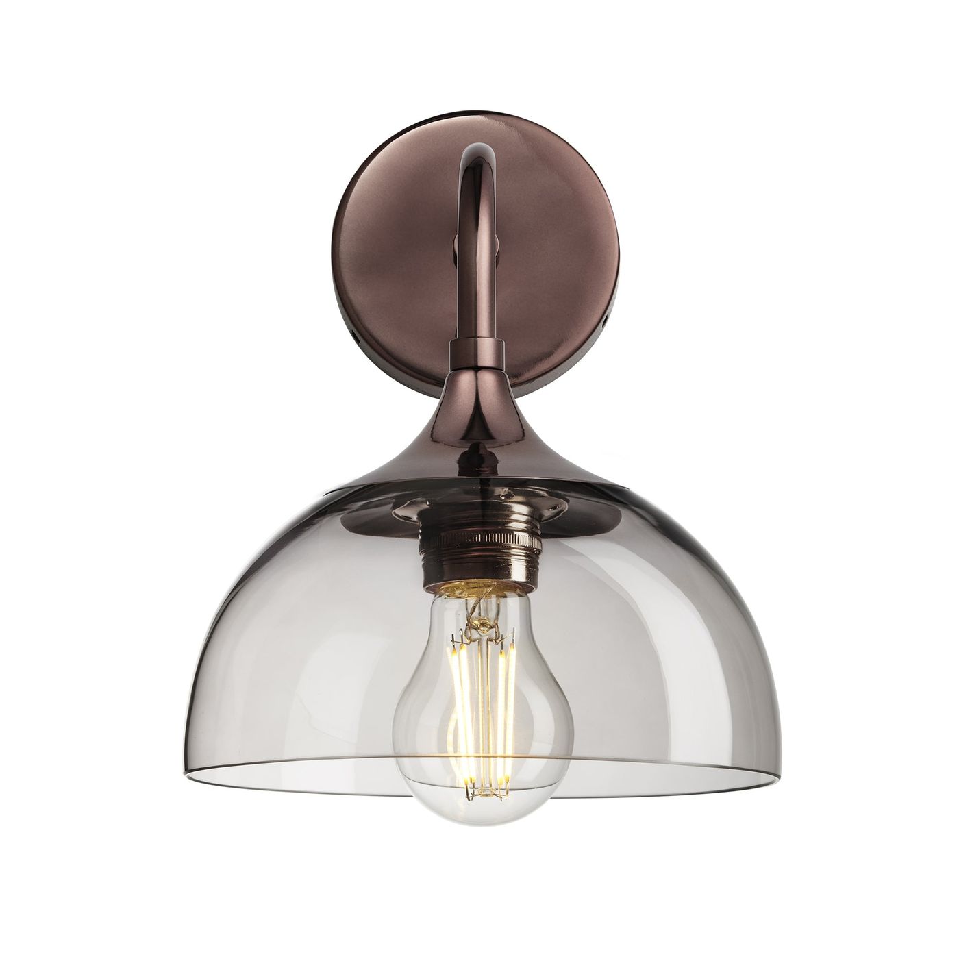 Chelsea Wall Light with Smoked Mocha Glass and a Shiny Bronze Holder, Product code is CH-SGL-DWL8-MO-SBZH