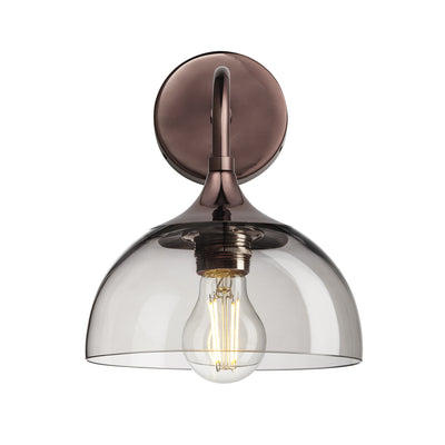 Chelsea Wall Light with Smoked Mocha Glass and a Shiny Bronze Holder, Product code is CH-SGL-DWL8-MO-SBZH