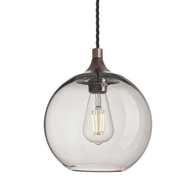 Smoked Glass Mocha with Shiny Bronze Holder Pendant Light Globe Chelsea CH-SGL-GLP7-MO-SBZH