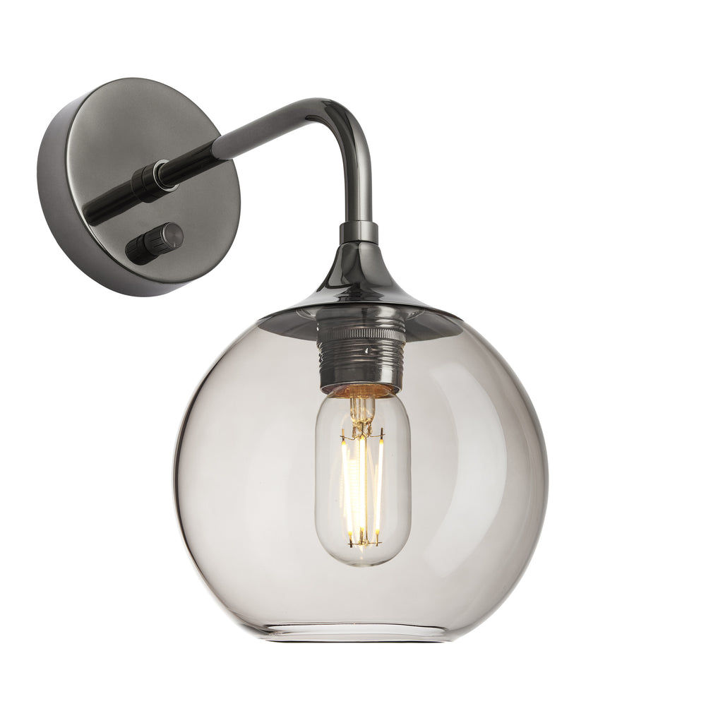 Smoked Glass Mocha with Shiny Bronze Holder Chelsea Globe Wall Light  CH-SGL-GLWL7-MO-BKNH