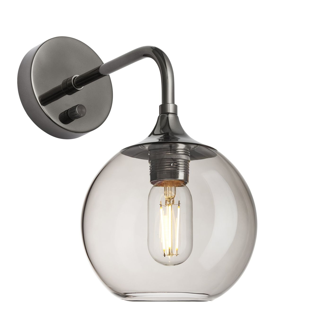 Smoked Glass Mocha with Shiny Bronze Holder Chelsea Globe Wall Light  CH-SGL-GLWL7-MO-BKNH