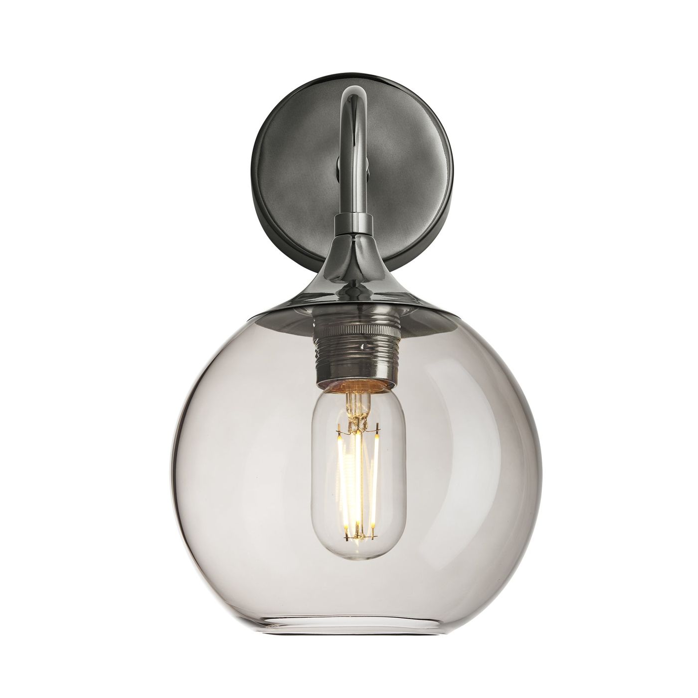 Smoked Glass Mocha with Shiny Bronze Holder Chelsea Globe Wall Light  CH-SGL-GLWL7-MO-BKNH
