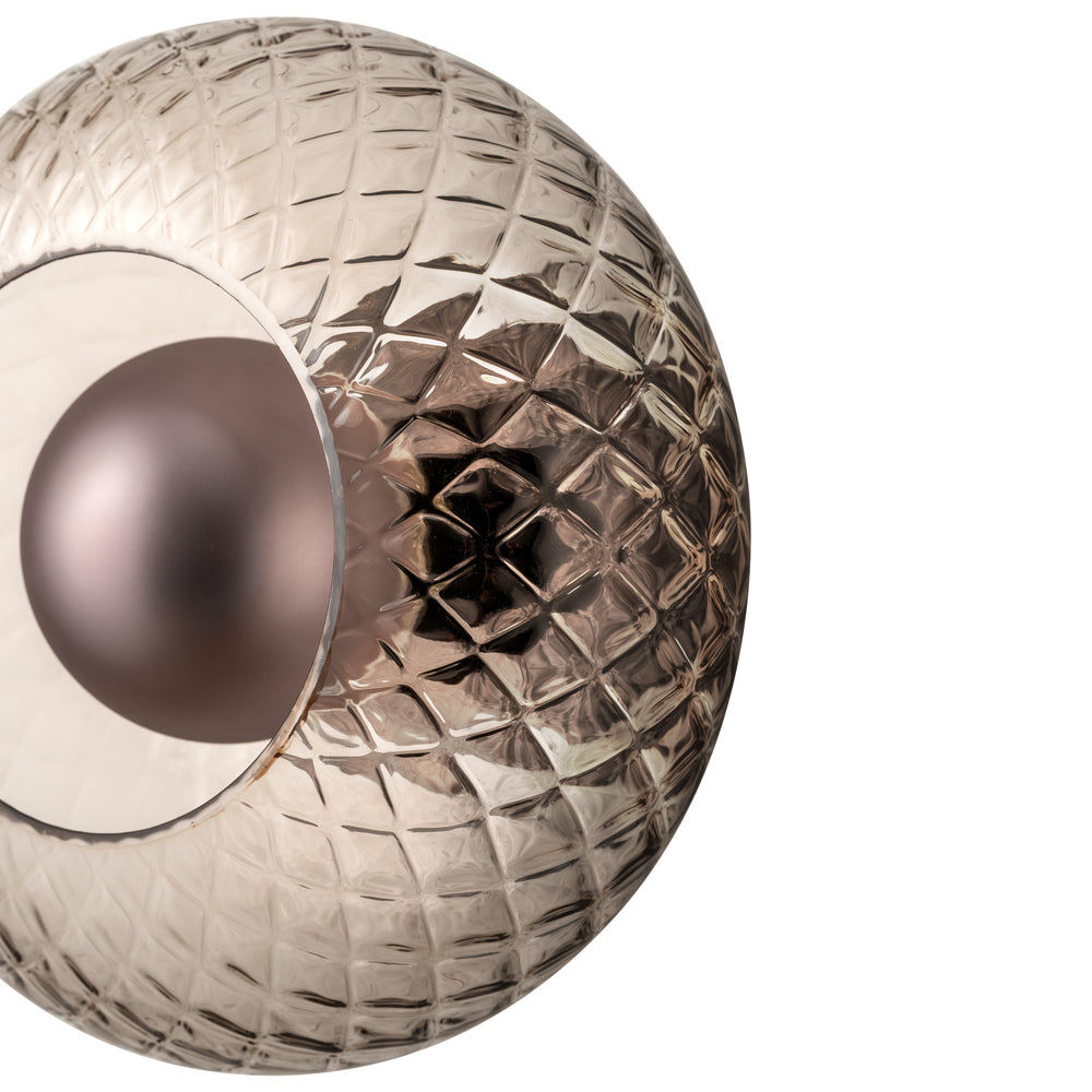 Chelsea Glass Round Diffuser Wall Light Flush Mount with Diamond Mocha Glass with Bronze Wall Holder, close up of the shade